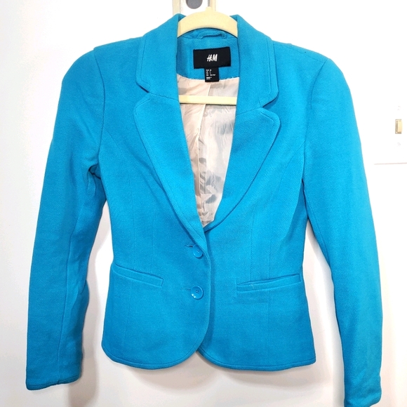 H&M Aqua Blue Blazer Business Jacket - Picture 2 of 8